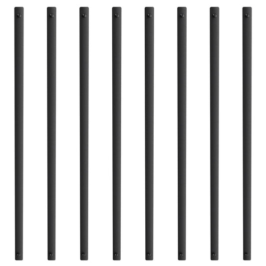 Staircase Metal Balusters, 29.5'' x 1'' Flat Aluminum Alloy Decorative Banister Spindles, 51 Pack Deck Baluster with Screws, Classic Hollow Deck Railing Satin Black Powder Coated for Porch