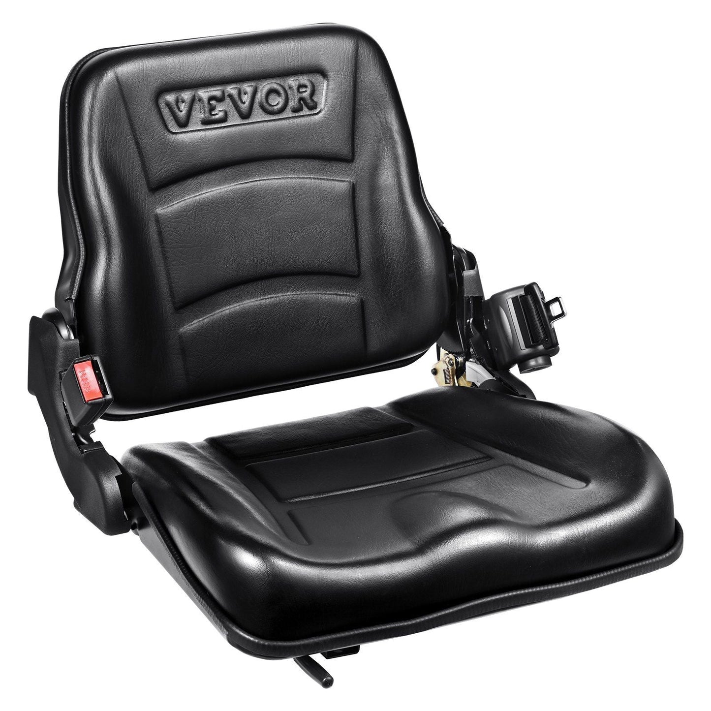 Universal Forklift Seat, Fold Down Tractor Seat with Adjustable Angle Back, Micro Switch and Retractable Seatbelt, 6.3-13.4 inch Slot Forklift Seat for Tractor Loader Excavator