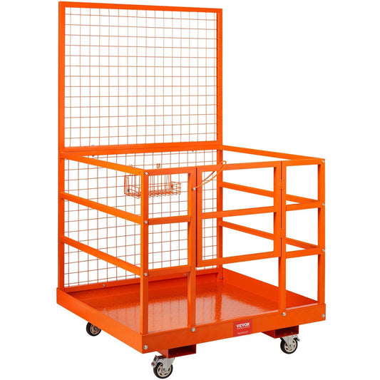 Forklift Safety Cage Work Platform 43X45in 1400lbs w/ Wheels for Aerial