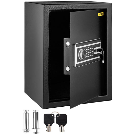 Safe Box, 2.1 CU.FT Fingerprint Safe Box for Money w/ 2 Keys & Digital Keypad, Q235 Steel Safe Box for Storing Cash, Jewelry, Pistols, Documents, Watches in Home & Office & Hotel