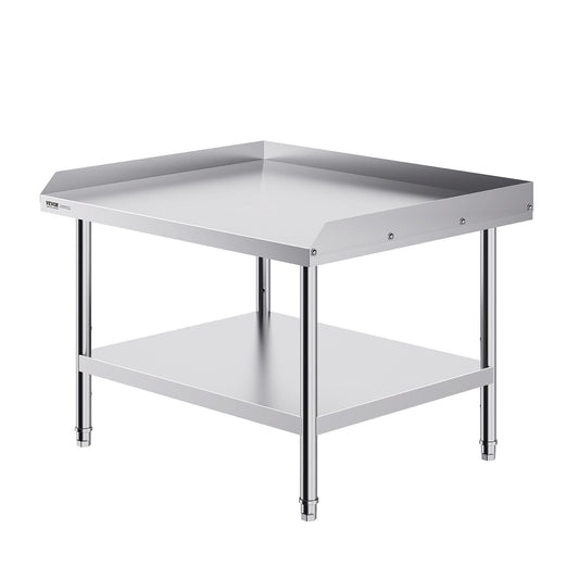 Stainless Steel Work Table, 30 x 36 x 26 Inch Commercial Food Prep Worktable, 3-Sided Backsplash Heavy Duty Prep Worktable, Metal Work Table with Adjustable Height for Restaurant Home Hotel
