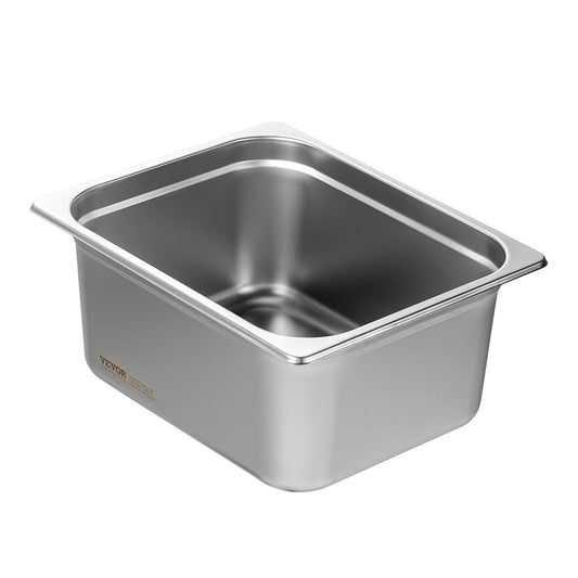 6 Pack Hotel Pans, 1/2 Size Anti-Jam Steam Pan, 0.8mm Thick Stainless Steel Restaurant Steam Table Pan, 6-Inch Deep Commercial Table Pan, Catering Storage Food Pan, for Industrial & Scientific