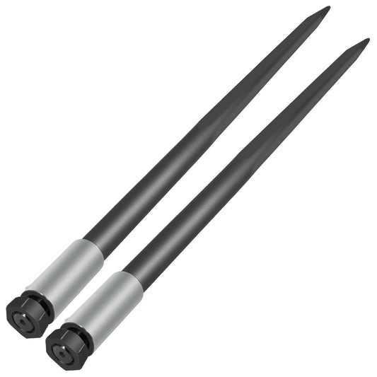 Hay Spear Spears 49" Hay Bale Spear Spike, 4000 lbs Capacity Quick Attach Square Hay Bale Spears, 2 Pics Black Bale Forks, Bale Hay Spike with Hex Nut & Sleeve for Buckets Tractors Loaders