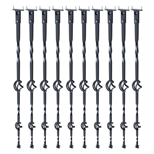 Staircase Metal Balusters, 44'' x 1/2" Galvanized Steel Decorative Banister Spindles, 10 Pack Deck Baluster with Hollow Double Baskets, Spiral Stair Railing with Shoes & Screws