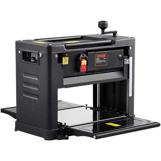 Thickness Planer, Single Speed, 13" Width Worktable Benchtop Planer, Double-Blade, 15-Amp 1800W Powerful Motor, 12" Extended Infeeding Table, Low Noise for both hard & soft wood material removal