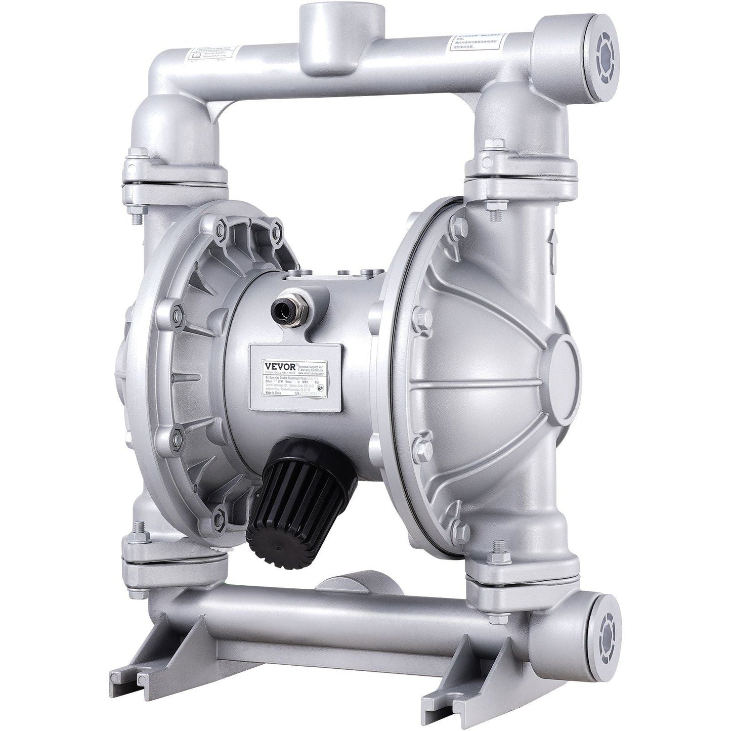 Air Operated Double Diaphragm Pump, 44GPM, Max 115PSI Air Waste Oil Pneumatic Transfer Pump with 2 Extra Diaphragms, 1-1/2 inch Inlet & Outlet Aluminum Alloy Diaphragm Pump for Diesel Grease Oil
