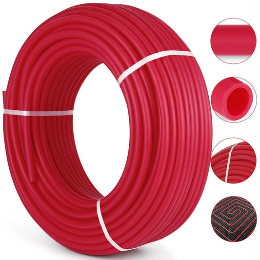 Oxygen Barrier PEX Tubing - 1/2 Inch X 900 Feet Tube Coil - EVOH PEX-B Pipe for Residential Commercial Radiant Floor Heating Pex Pipe (1/2" O2-Barrier, 900Ft/Red)