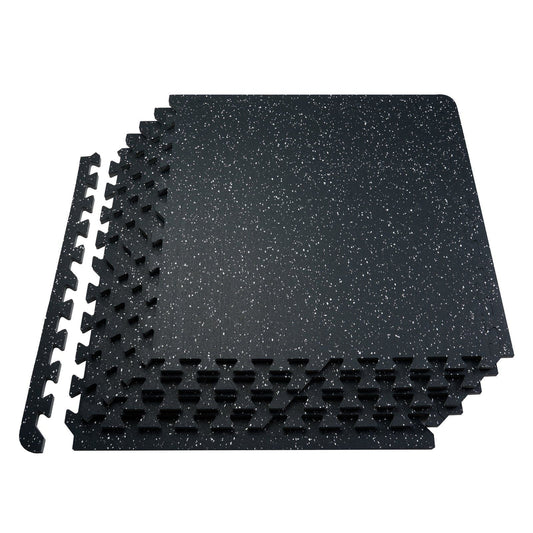 25 PCS 0.56" Thick Gym Floor Mats, 24"x24" EVA Foam & Rubber Top Interlocking Workout Mats with 100 sq.ft Coverage, Waterproof Exercise Puzzle Flooring for Gym, Home, Garage, Black & White
