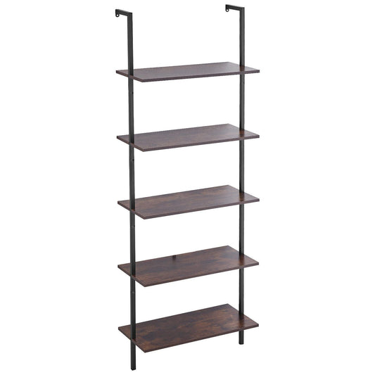 Industrial Square Pipe Shelf 5 Tier 24x11.8in Wall-Mount for Bedroom