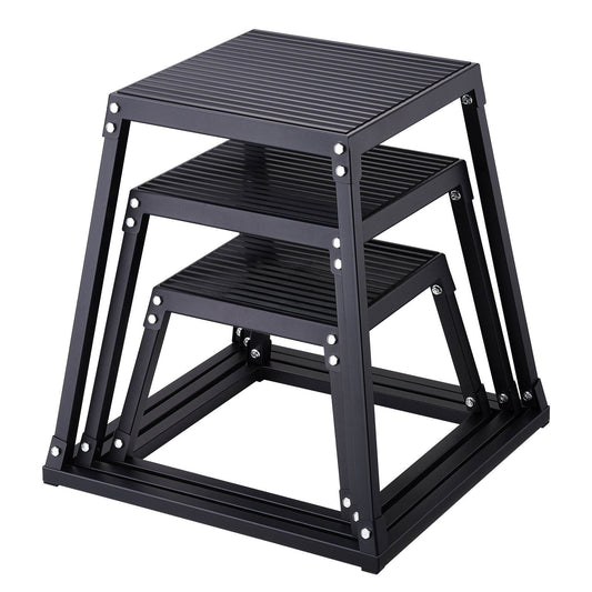 Plyometric Jump Boxes, 12/18/24 Inch Plyo Box, Platform and Jumping Agility Box, Anti-Slip Fitness Exercise Step Up Box Set for Home Gym Training, Conditioning Strength Training, Black