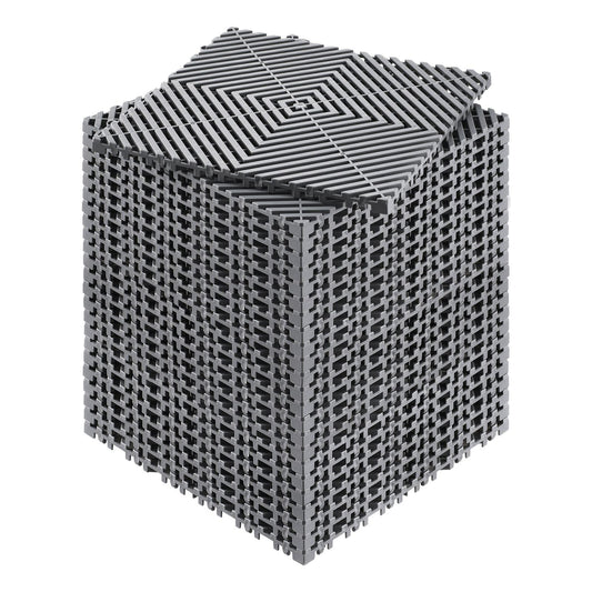 Interlocking Drainage Mat, 12'x12' Modular Cushion Durable PP Material, 24 Pcs Splicing Drainage Mats, Non-Slip Drainage Floor Tile and Shower Mat, for Garage, Garden, Kitchen & Outdoor, Grey