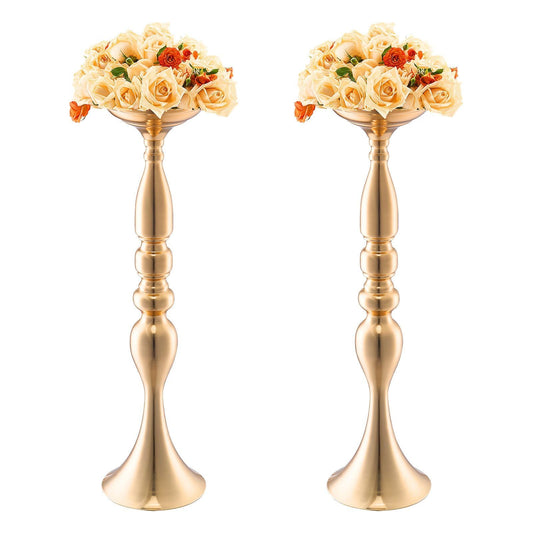 24PCS 50cm/19.7' Wedding Flower Vase Metal Gold Floral Stand for Table