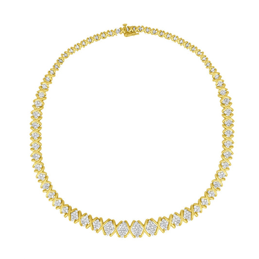 Collier ras du cou spectaculaire en or jaune 10 carats avec diamants ronds brillants de 4 carats (couleur H-I, pureté I2-I3)