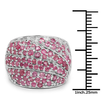 2.97 Carat Genuine Ruby .925 Sterling Silver Ring