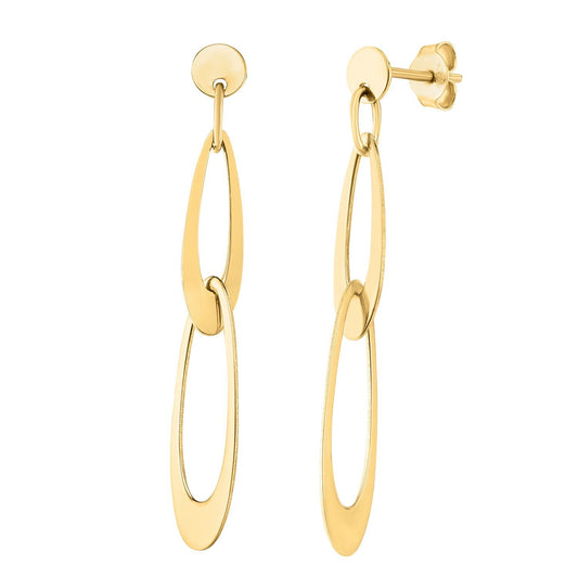 Boucles d'oreilles italiennes ovales en or jaune 14 carats