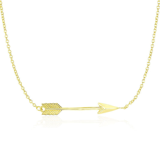 Collier en chaîne en or jaune 14 carats avec pendentif flèche horizontale