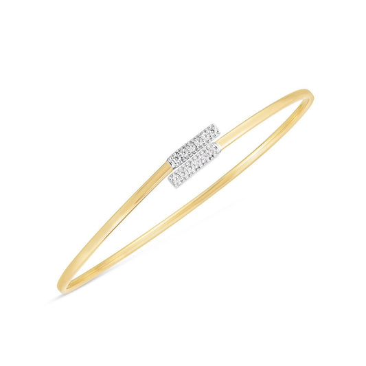 Bracelet jonc bypass bicolore en or 14 carats et diamants (2,00 mm)