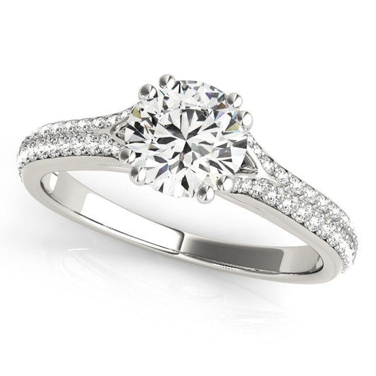 Bague de Fiançailles en Or Blanc 14 carats, Diamant, Griffe Double, Anneau Multirangs (1,125 carats T.P.)