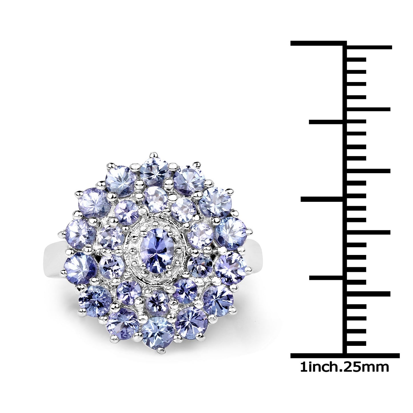 2.27 Carat Genuine Tanzanite .925 Sterling Silver Ring