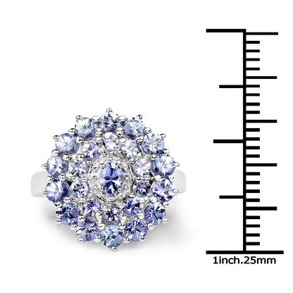 2.27 Carat Genuine Tanzanite .925 Sterling Silver Ring