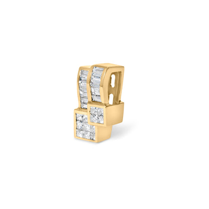 14K Yellow Gold 1 1/2 cttw Princess and Baguette Cut Diamond Geometric Pendant Necklace (H-I Color, VS1-VS2 Clarity)