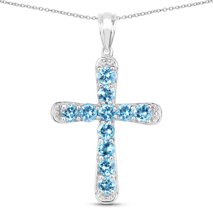 3.85 Carat Genuine Blue Topaz .925 Sterling Silver Pendant