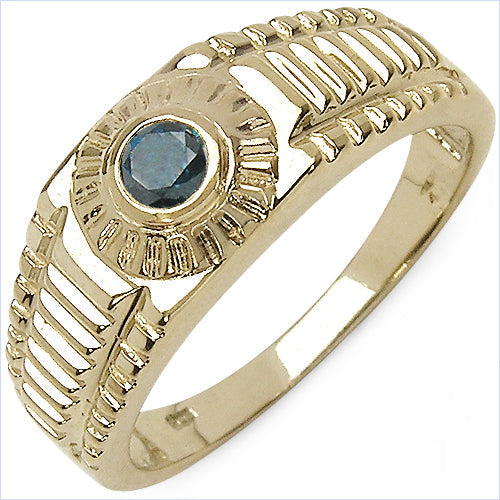 0.20 Carat Genuine Blue Diamond .925 Sterling Silver Ring