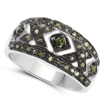 0.27 Carat Genuine Green Diamond .925 Sterling Silver Ring