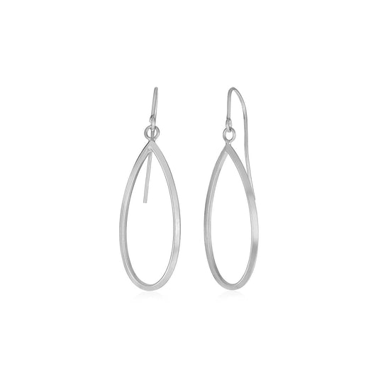 Boucles d'oreilles en or blanc 14 carats avec pendentifs en forme de goutte ajourée polie