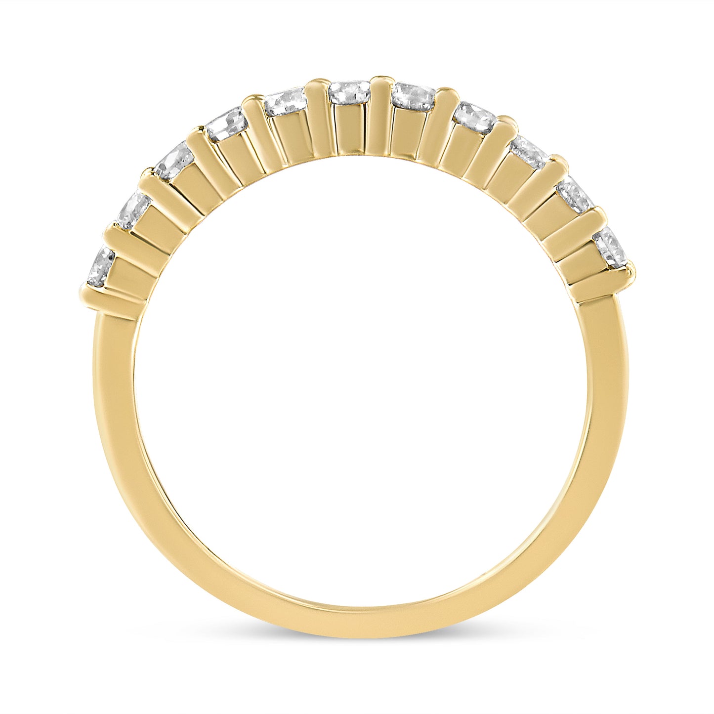 IGI Certified 1/2 Cttw Diamond 10K Yellow Gold Prong Set Fluted Band Style Wedding Ring (J-K Color, I1-I2 Clarity) - Size 7