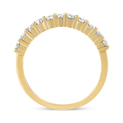IGI Certified 1/2 Cttw Diamond 10K Yellow Gold Prong Set Fluted Band Style Wedding Ring (J-K Color, I1-I2 Clarity) - Size 7