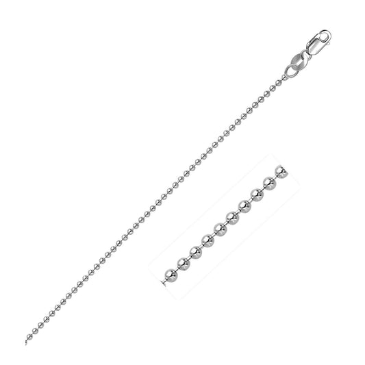 Chaîne perlée en or blanc 14 carats 1,5 mm