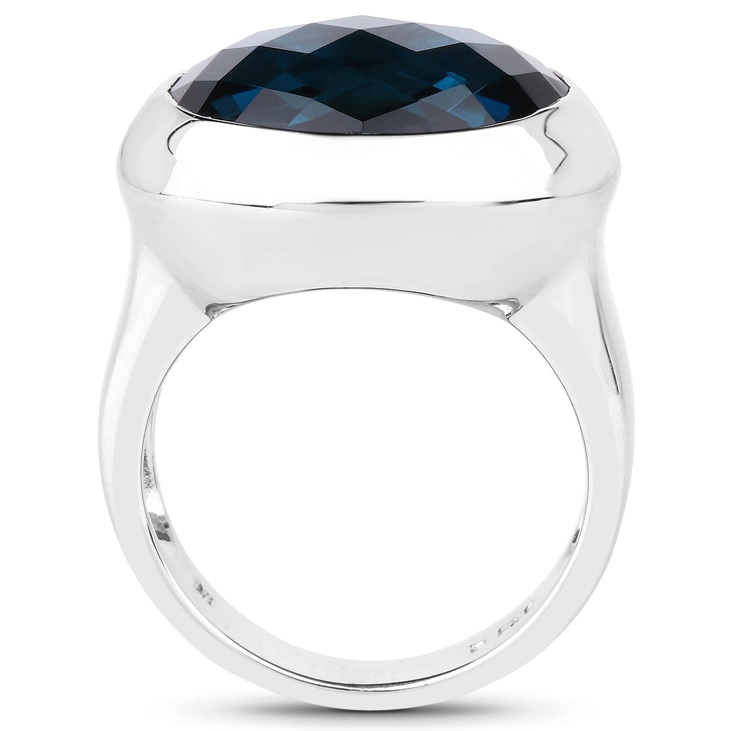 10.25 Carat Genuine London Blue Topaz .925 Sterling Silver Ring