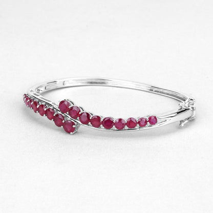 9.10 Carat Glass Filled Ruby .925 Sterling Silver Bangle