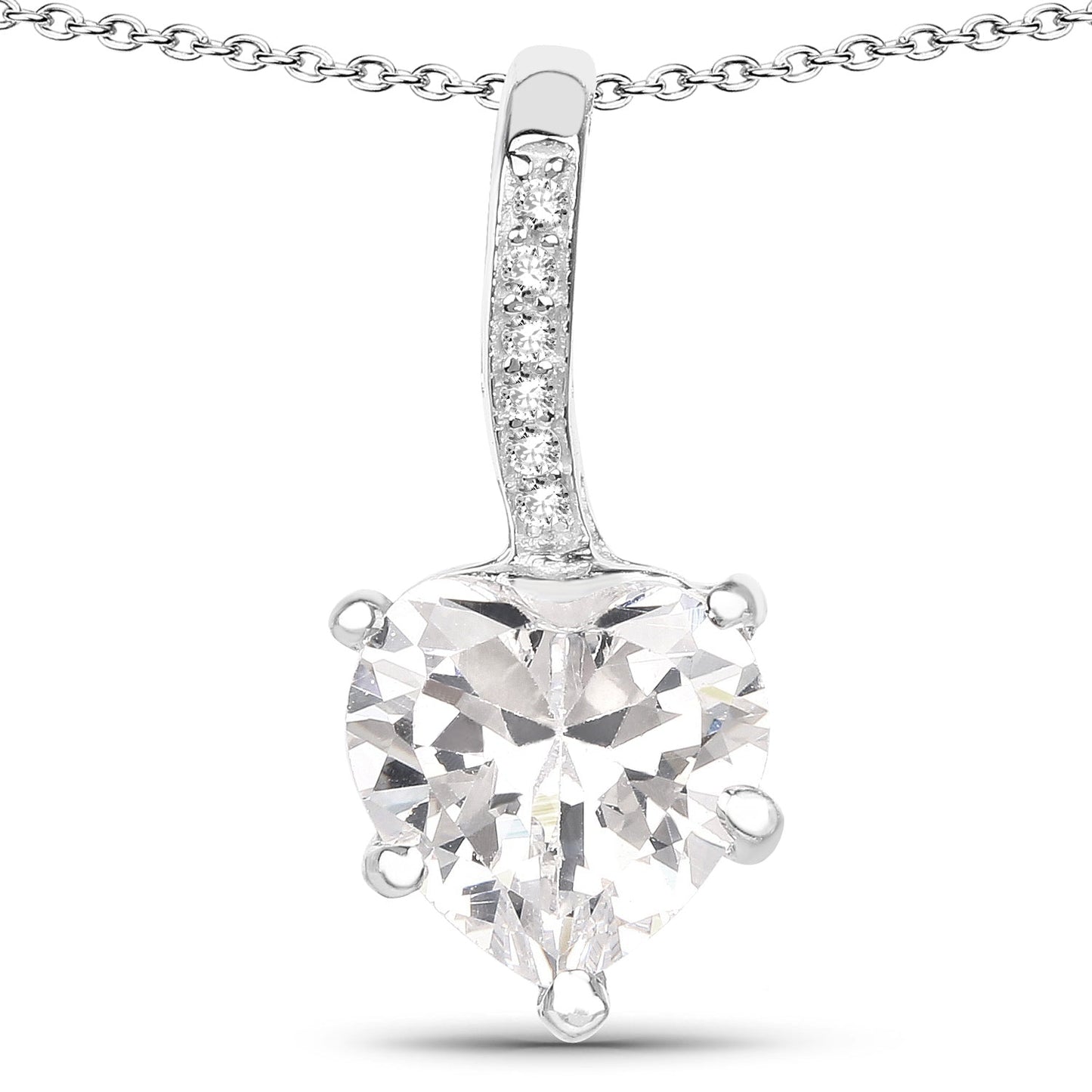 4.46 Carat Genuine White Cubic Zirconia .925 Sterling Silver Pendant