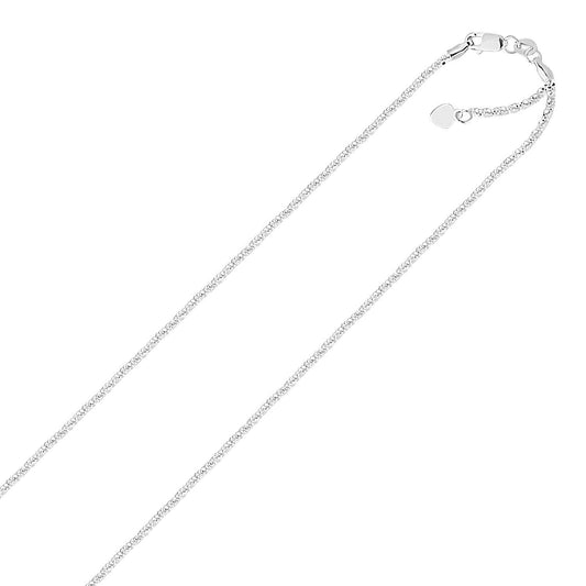 Chaîne ajustable scintillante en or blanc 14 carats de 1,5 mm