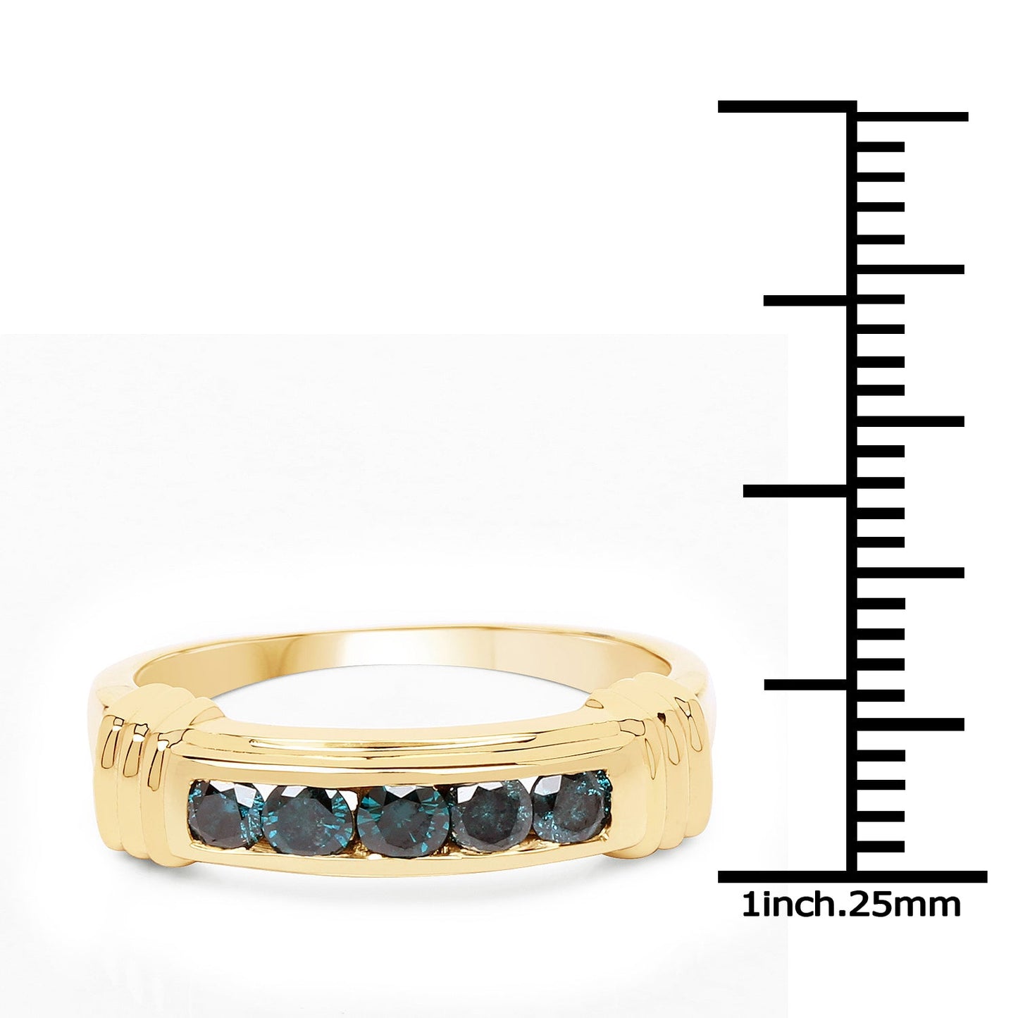 14K Yellow Gold Plated 0.50 Carat Genuine Blue Diamond .925 Sterling Silver Ring