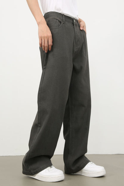 Men's Half Elastic Waist Jeans with Pockets