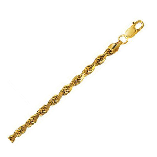 Chaîne corde creuse en or jaune 10K taillée au diamant (5,00 mm)