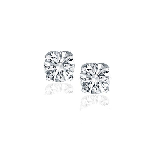 Puces d'oreilles à quatre griffes en or blanc 14 carats et diamants (1 carat total)