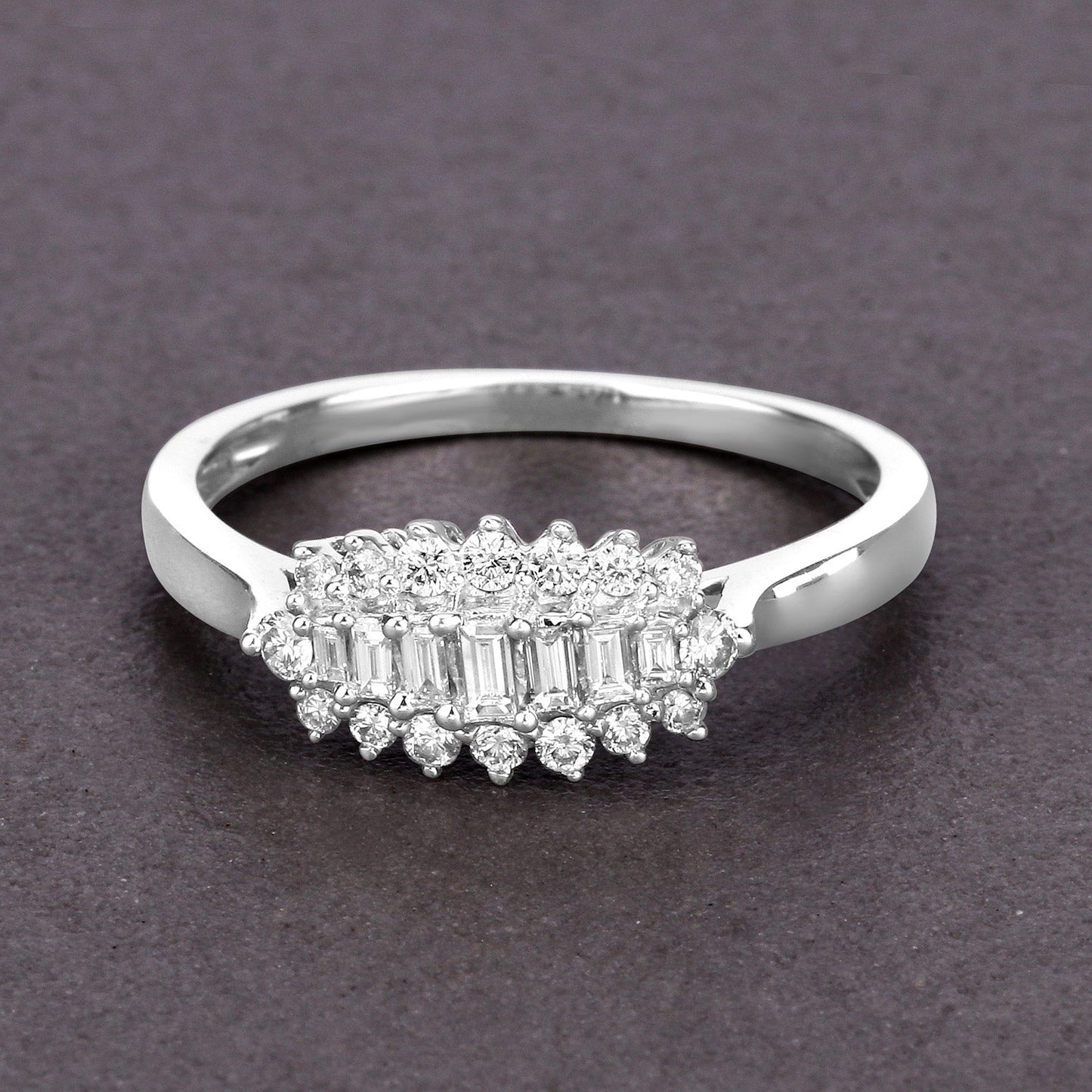0.37 Carat Genuine White Diamond 14K White Gold Ring (E-F Color, VS-SI Clarity)