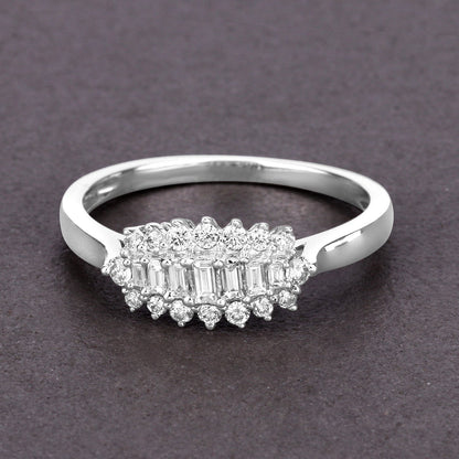 0.37 Carat Genuine White Diamond 14K White Gold Ring (E-F Color, VS-SI Clarity)