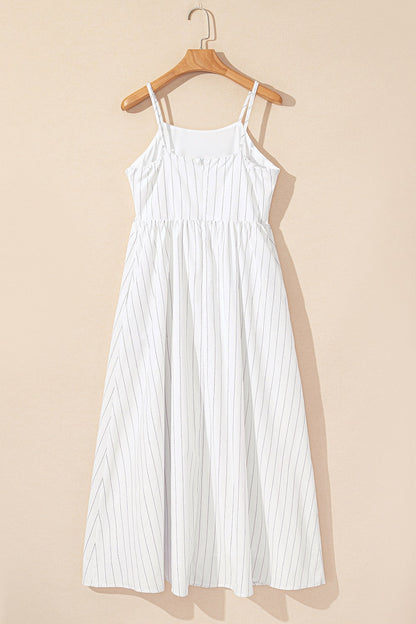 Stripe Square Neck Cami Dress with Pockets