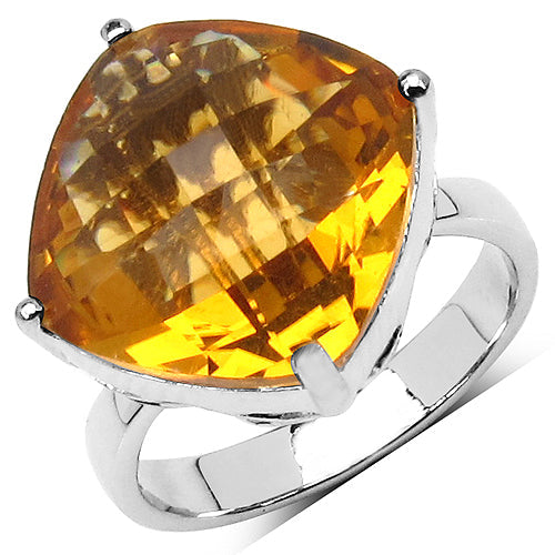 9.05 Carat Genuine Citrine .925 Sterling Silver Ring