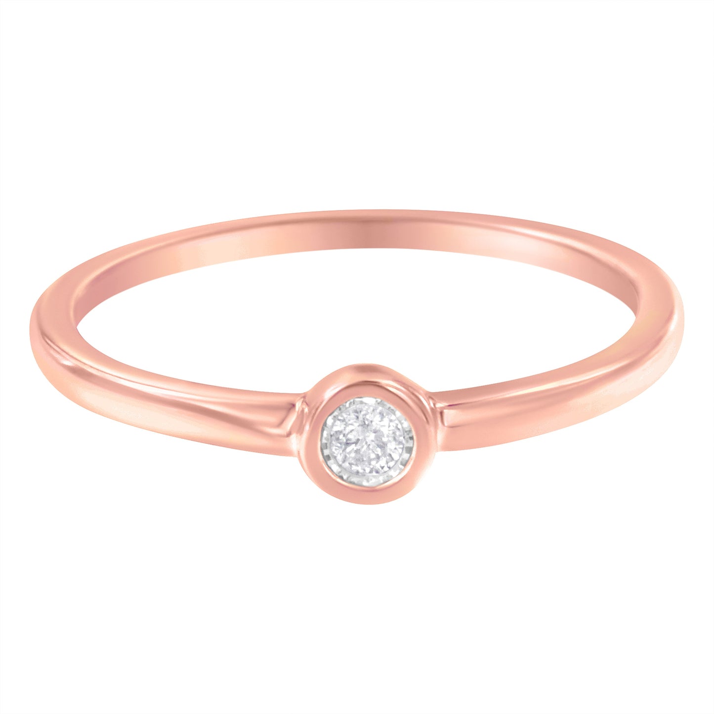14K Rose Gold Plated .925 Sterling Silver Miracle Set Diamond Ring (1/20 Cttw, J-K Color, I1-I2 Clarity) - Size 6