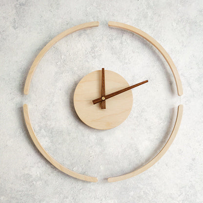 Creative Transparent Floating Wall Clock Nordic Simple Wooden Clock