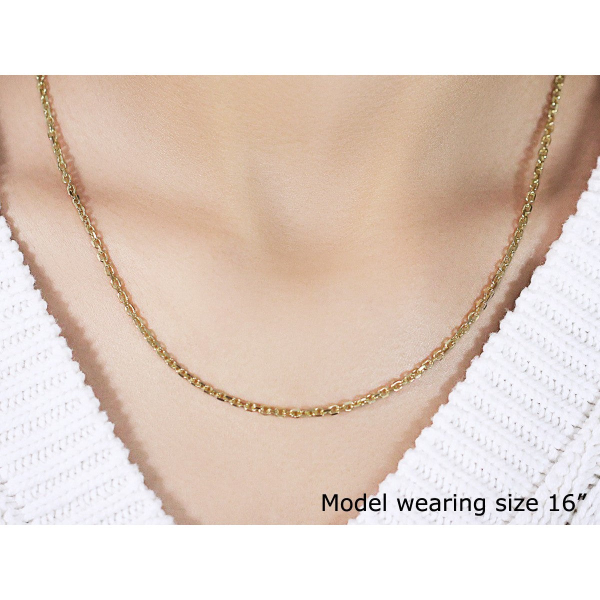 2.6mm 14k Yellow Gold Diamond Cut Cable Link Chain