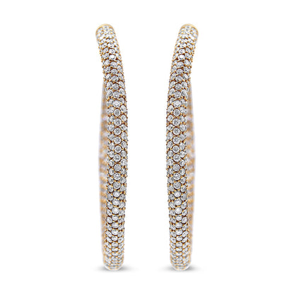 18K Rose Gold 6.90 Cttw Pave Set Diamond Inside Out Eternity Hoop Earrings (F-G Color, VS1-VS2 Clarity)