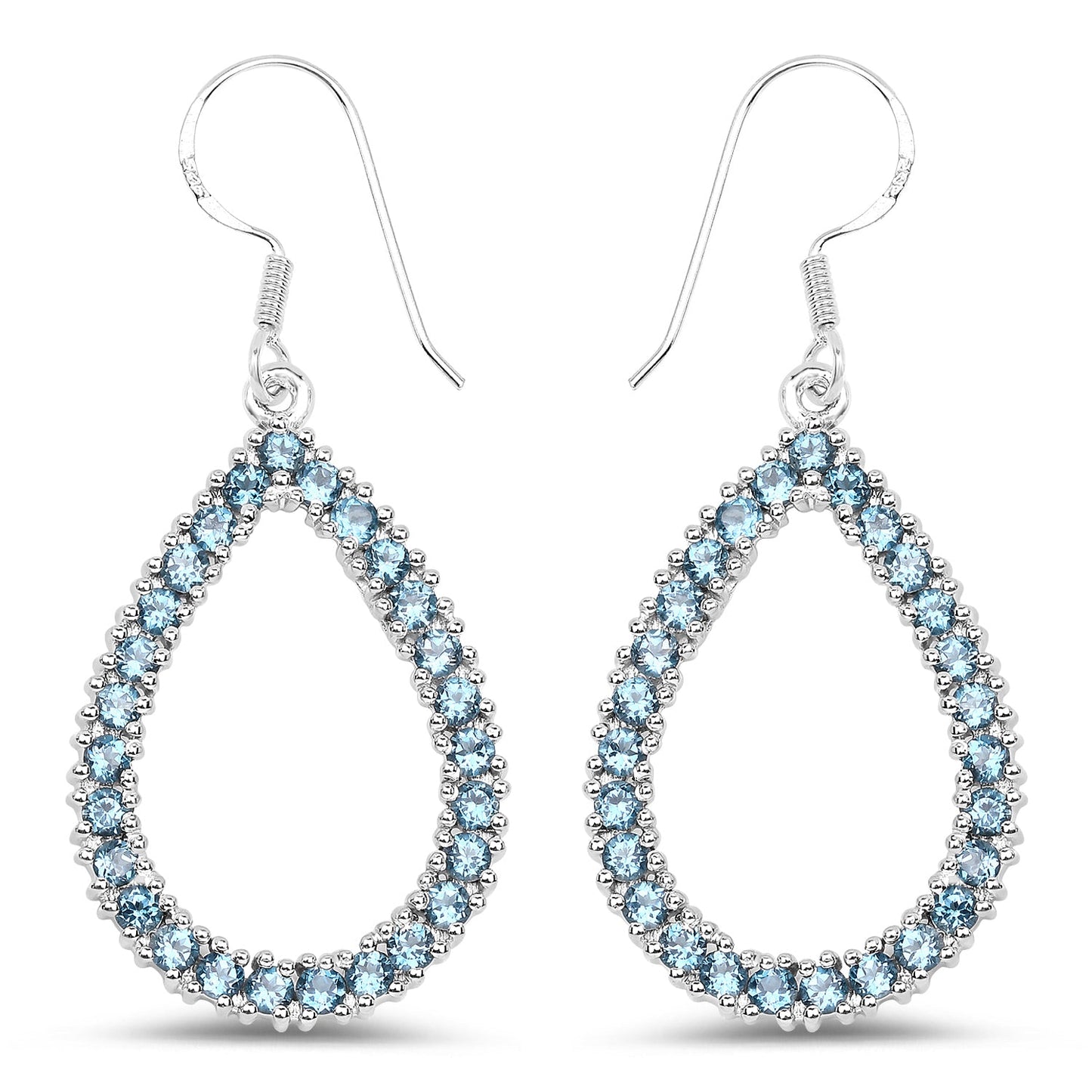 4.32 Carat Genuine London Blue Topaz .925 Sterling Silver Earrings