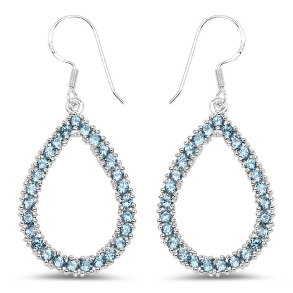 4.32 Carat Genuine London Blue Topaz .925 Sterling Silver Earrings